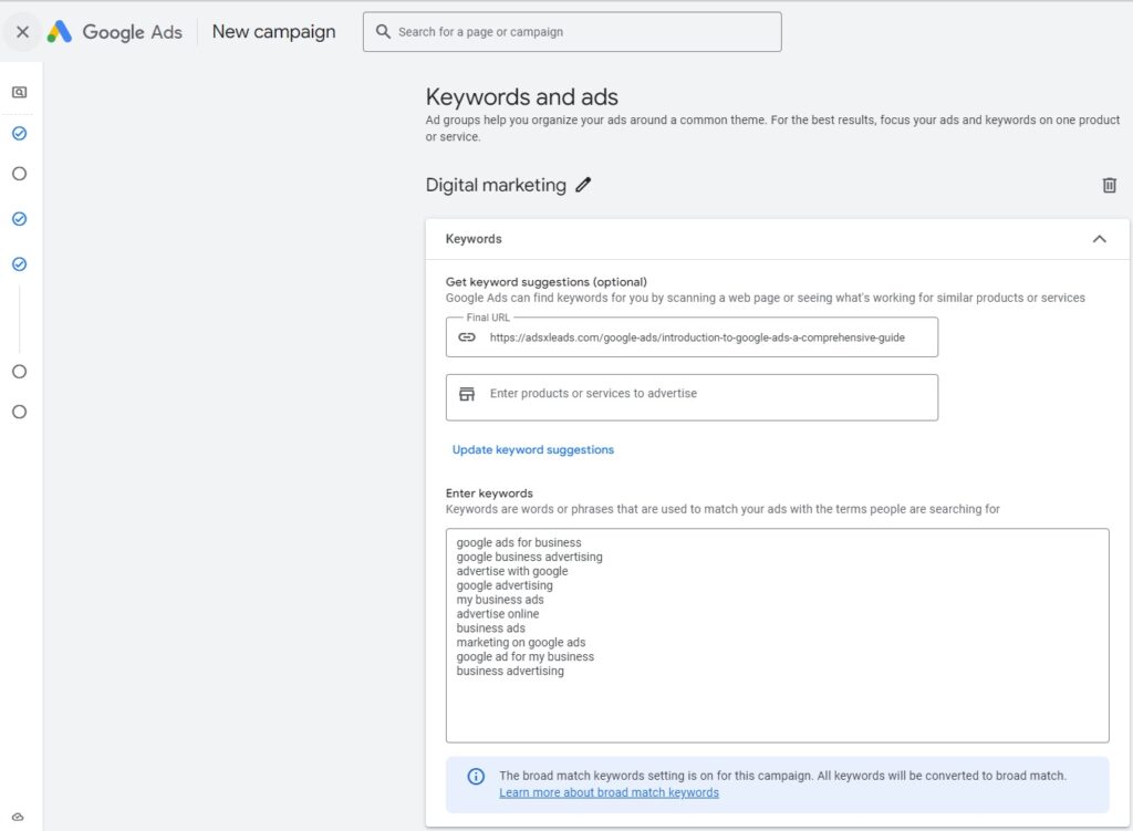 keyword & ads