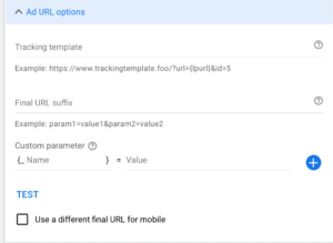 url tracking option in search ads
